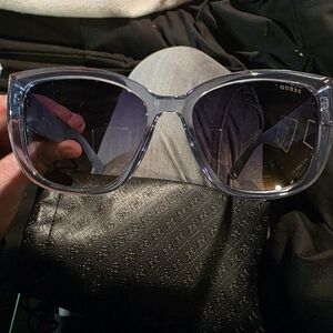 USED...Guess Transparent Blue Sunglasses With Rose Gold Hardware.
